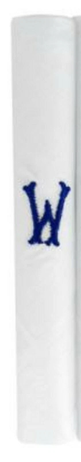 Men’s white cotton handkerchief with navy embroidered initial W