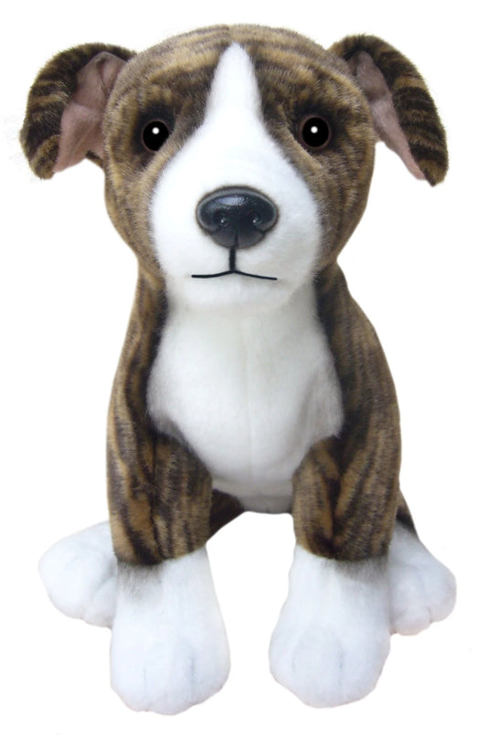 Faithful Friends Brindle Whippet Dog Soft Toy – 30cm Sitting Plush Teddy