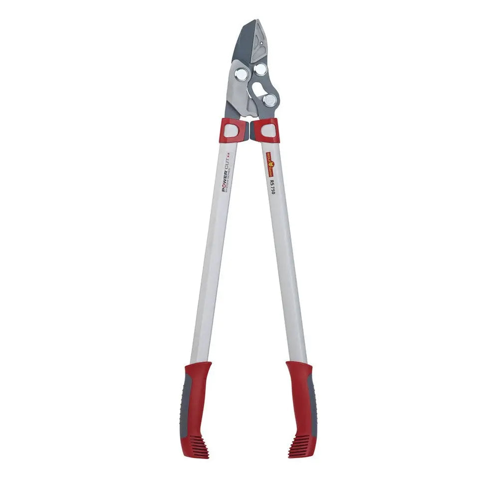 Close-up of 3x Power Cut mechanism on RS750 lopper on a white background