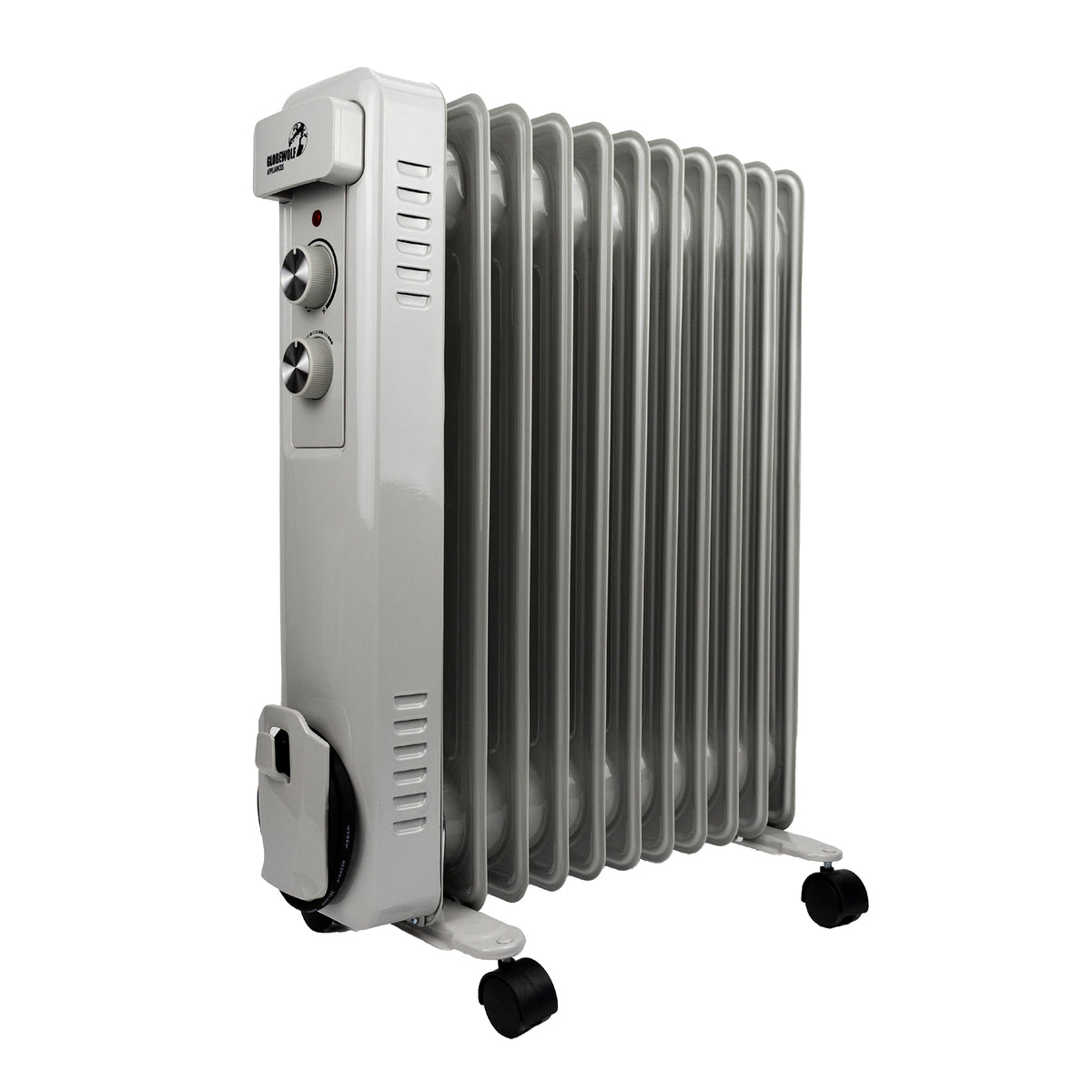 2.5kW oil filled radiator heater with 11 fins and thermostat control