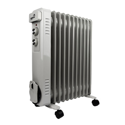 2.5kW oil filled radiator heater with 11 fins and thermostat control