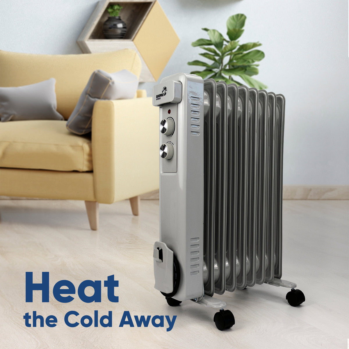 Silent oil radiator heater for indoor room heating