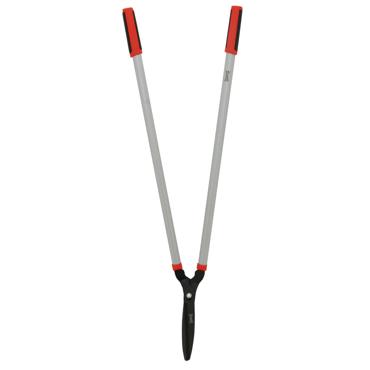 Long handled lawn shears for trimming grass while standing upright.