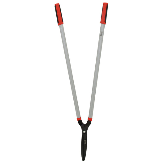 Long handled lawn shears for trimming grass while standing upright.