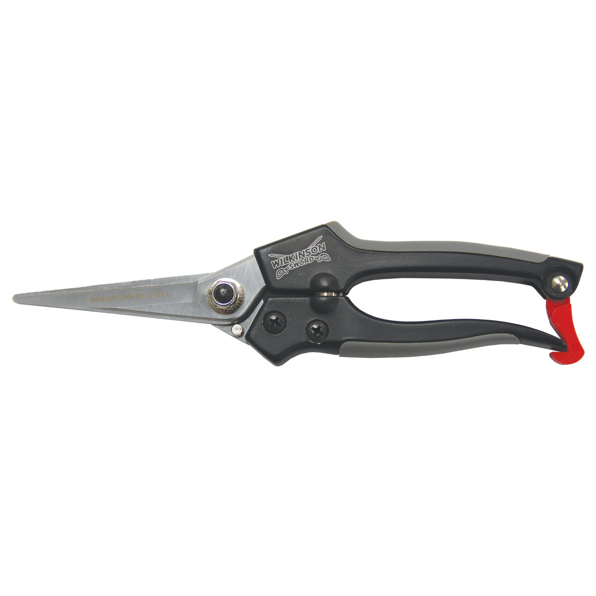 Precision Wilkinson Sword pruning snips for deadheading flowers and harvesting herbs.