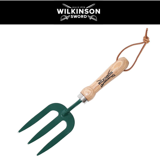Wilkinson Sword Carbon Steel Weeding Fork with ergonomic ash wood handle