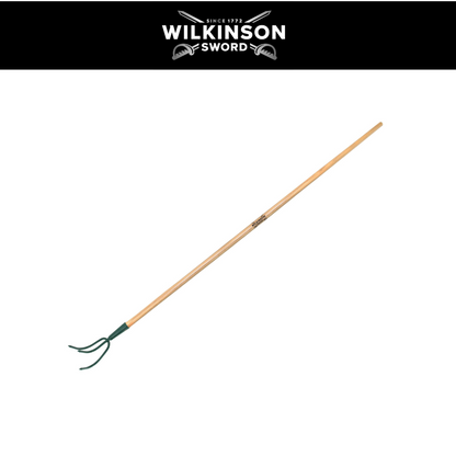 Wilkinson Sword Carbon Steel 3 Prong Cultivator with long weatherproof wooden handle
