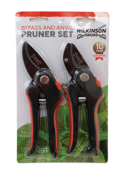 Wilkinson Sword Bypass Pruners & Anvil Pruners Twin Pack Blister Pack