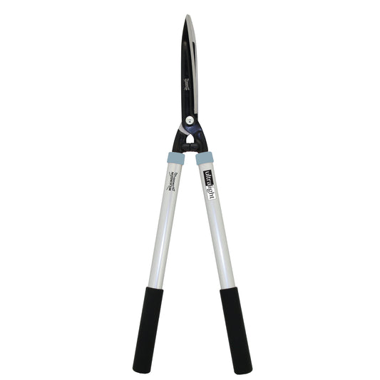 Wilkinson Sword Ultralight Hedge Shears with lightweight handles and sharp blades for trimming hedges, shrubs and garden borders with black and silver blades on a white background