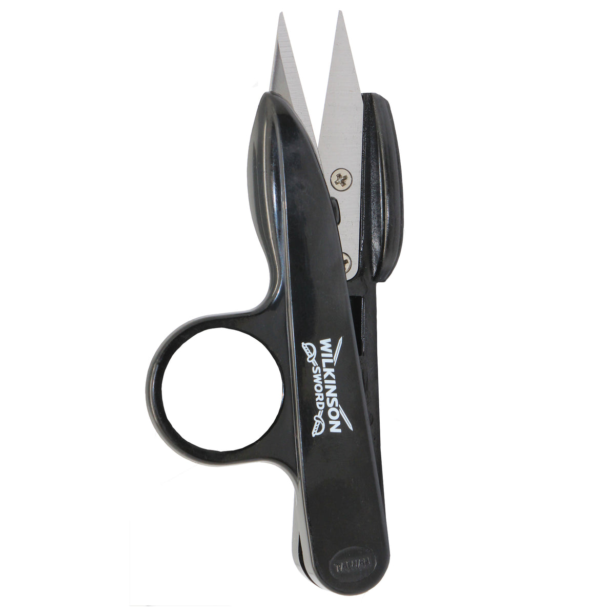 Black and silver scissors with 'Wilkinson Sword' branding on a white background