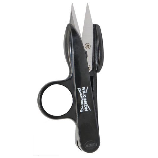 Black and silver scissors with 'Wilkinson Sword' branding on a white background