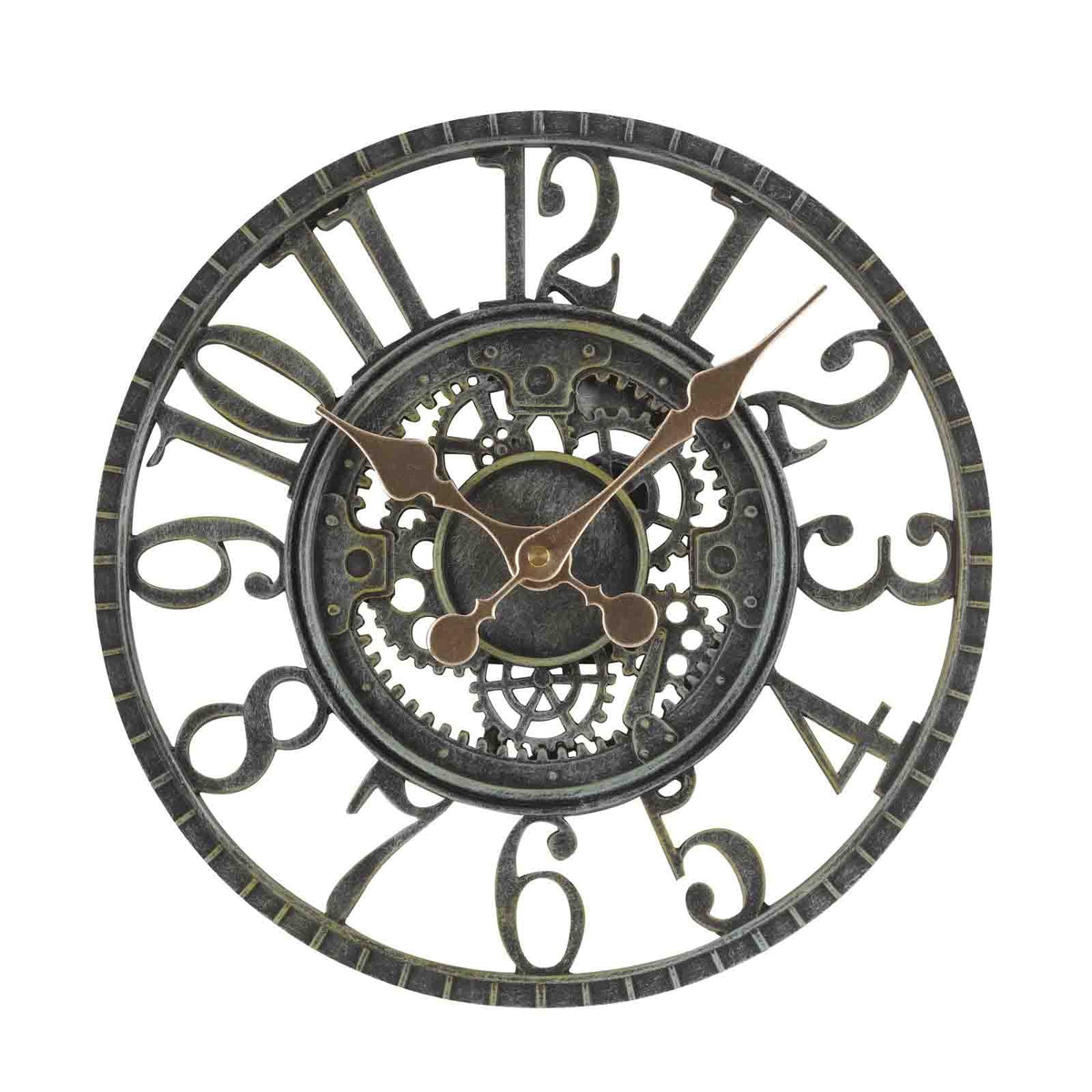 Outside In Newby Mechanical Wall Clock Verdigris 12" – Indoor & Outdoor Garden Clock