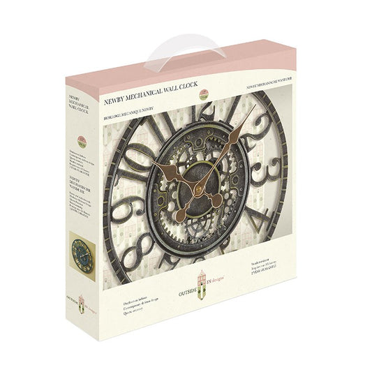 Outside In Newby Mechanical Wall Clock Verdigris 12" – Indoor & Outdoor Garden Clock