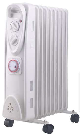 2kW Oil Filled Radiator Heater with 24-Hour Timer, Thermostat & 11 Fins | Portable Electric Heater