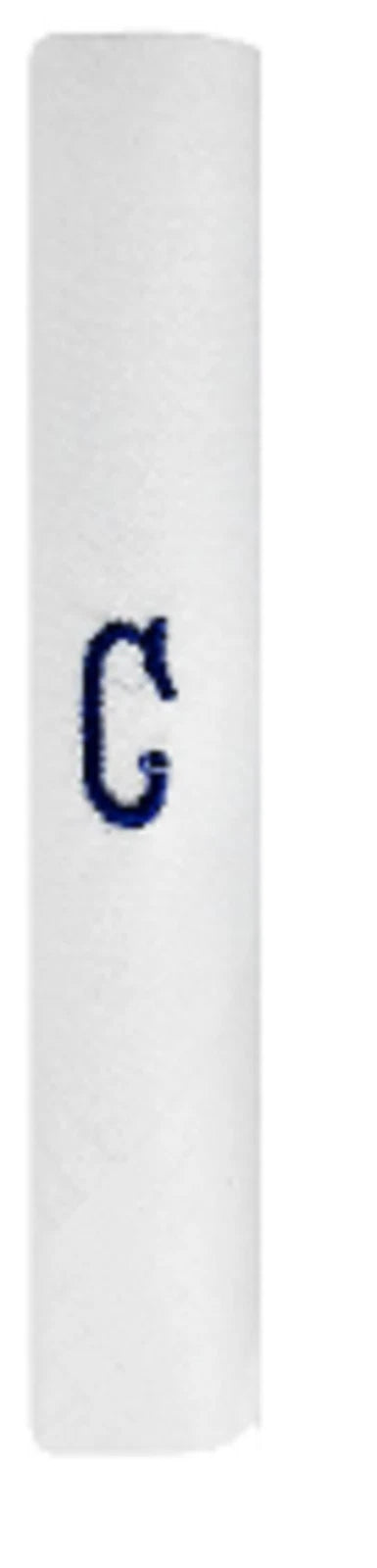 Men’s white cotton handkerchief with navy embroidered initial C