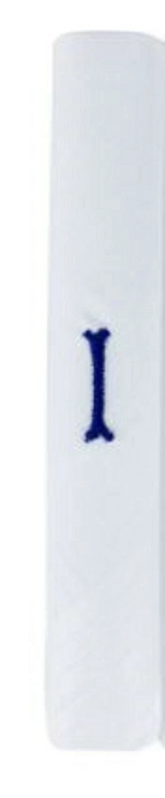 Men’s 100% Cotton Handkerchiefs – Box of 3 – White with Navy Initial
