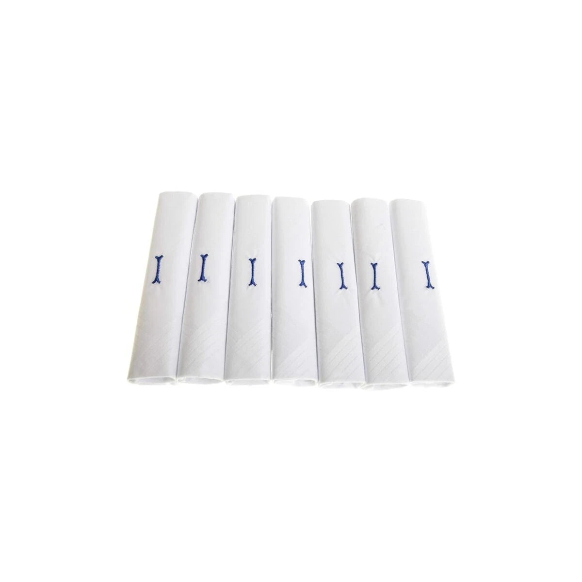 White 100% Cotton Handkerchief – Pack of 7, Navy Embroidered Initial – Choose Your Letter