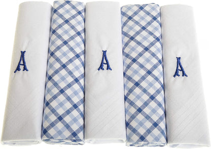 Personalised 100% Cotton Handkerchief Gift Set – Navy Embroidered Initial (A–Z)