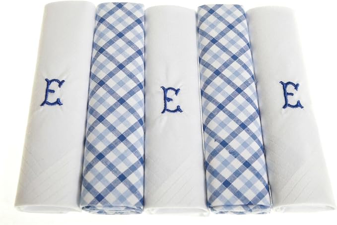 Personalised 100% Cotton Handkerchief Gift Set – Navy Embroidered Initial (A–Z)
