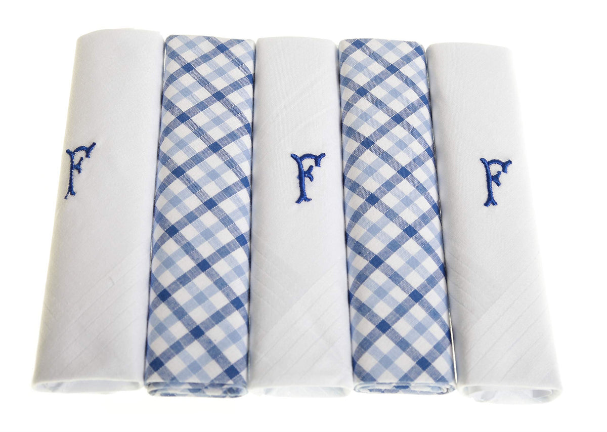 Personalised 100% Cotton Handkerchief Gift Set – Navy Embroidered Initial (A–Z)