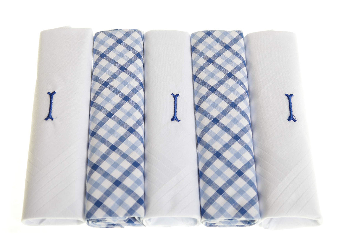 Personalised 100% Cotton Handkerchief Gift Set – Navy Embroidered Initial (A–Z)