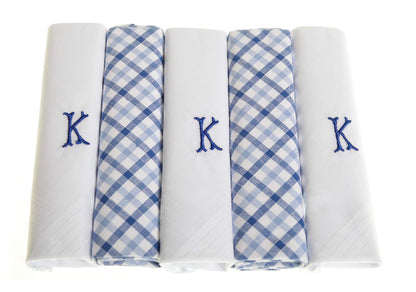 Personalised 100% Cotton Handkerchief Gift Set – Navy Embroidered Initial (A–Z)
