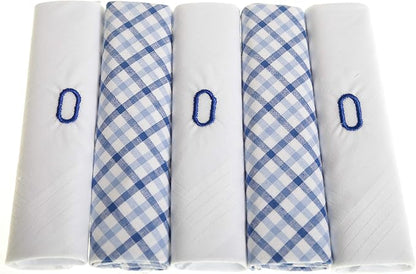 Personalised 100% Cotton Handkerchief Gift Set – Navy Embroidered Initial (A–Z)