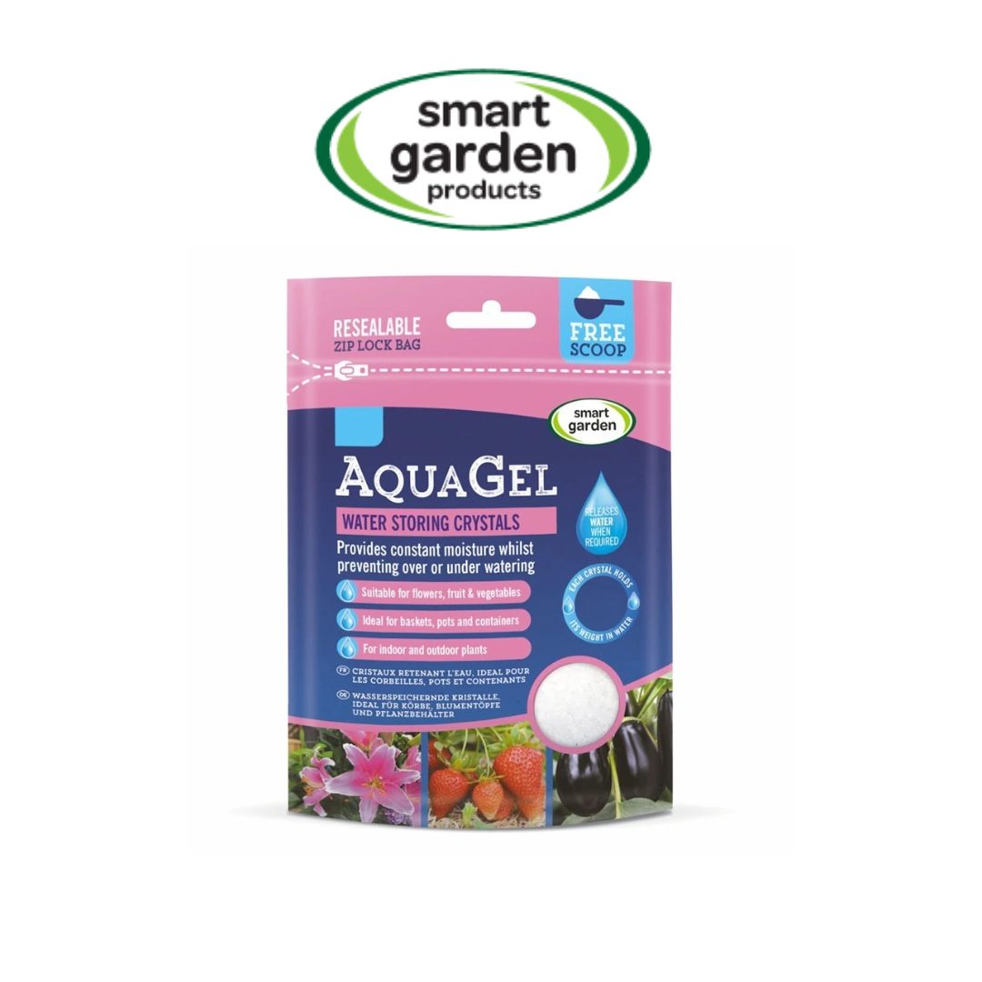 AquaGel 800g water retaining crystals for improving moisture retention in pots, hanging baskets and containers