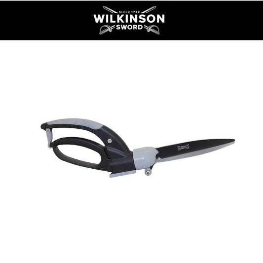 A Wilkinson Sword training sword shown horizontally against a white background, with a black header at the top featuring the Wilkinson Sword logo.