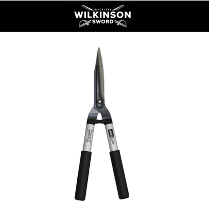 Wilkinson Sword garden shears with black handles and silver metal blades, shown against a white background with a black header featuring the Wilkinson Sword logo.