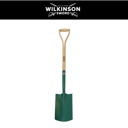 Wilkinson Sword Carbon Steel Digging Spade with weatherproof wooden handle and durable steel blade for digging and preparing garden soil