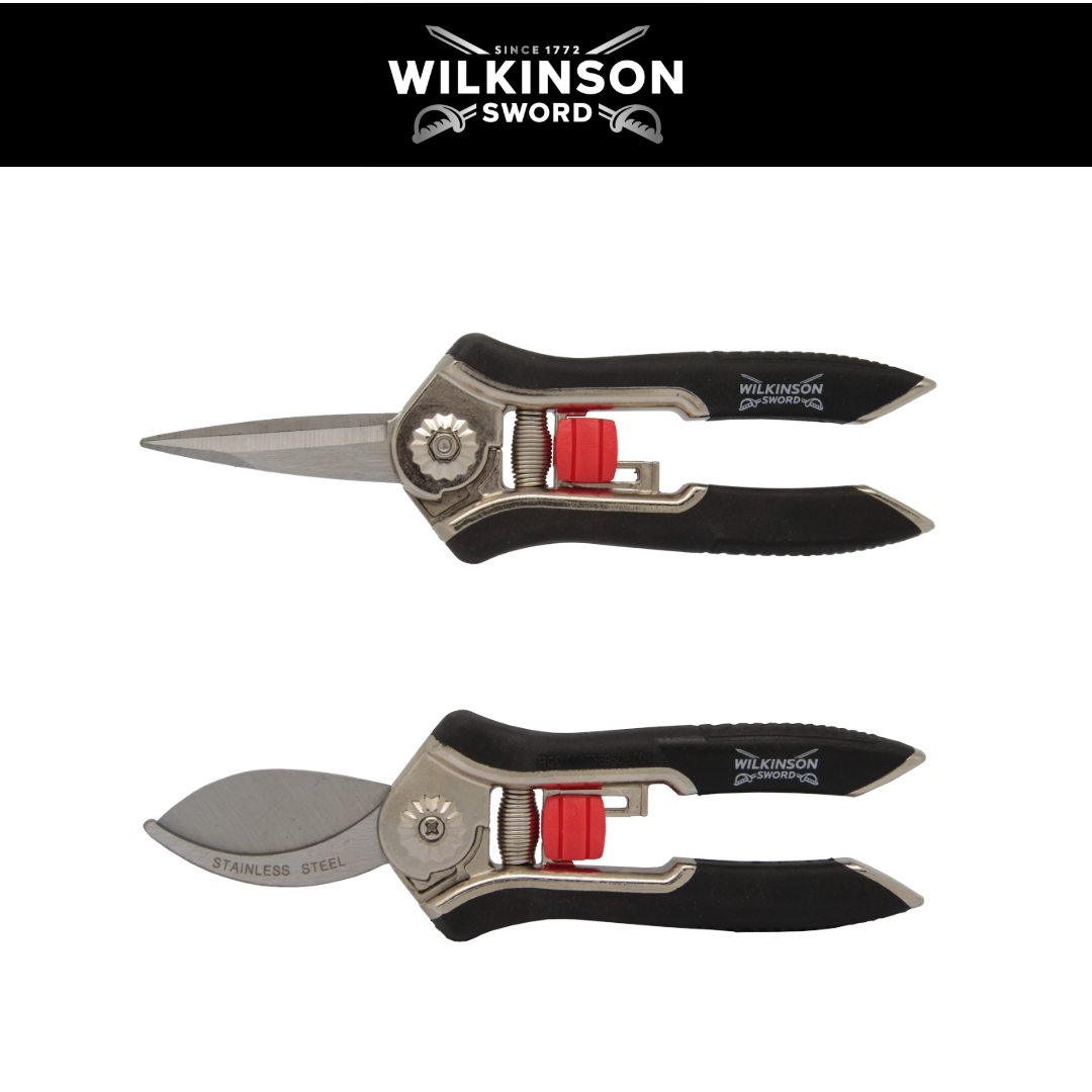 Wilkinson Sword Precision Pruners Twin Pack featuring two ergonomic pruning tools for precise trimming, deadheading and plant care