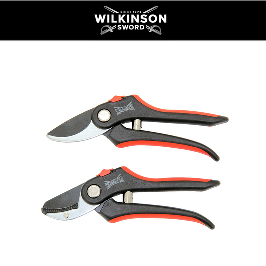 Wilkinson Sword Bypass Pruners and Anvil Pruners Twin Pack with ergonomic handles for pruning live stems, shrubs and dead branches