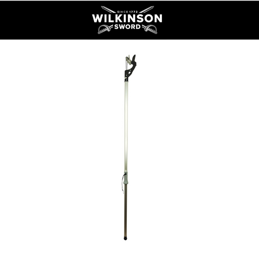 Wilkinson Sword Ultralight long reach tree pruner for cutting high branches shown on a white background with a wilkinson sword 