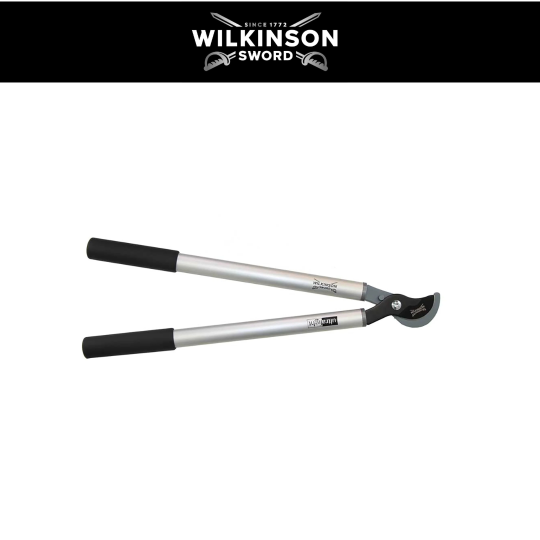 Wilkinson Sword Ultralight 24 inch Bypass Loppers for clean cutting of live branches and garden pruning on a white background with a wilkinson sword logo