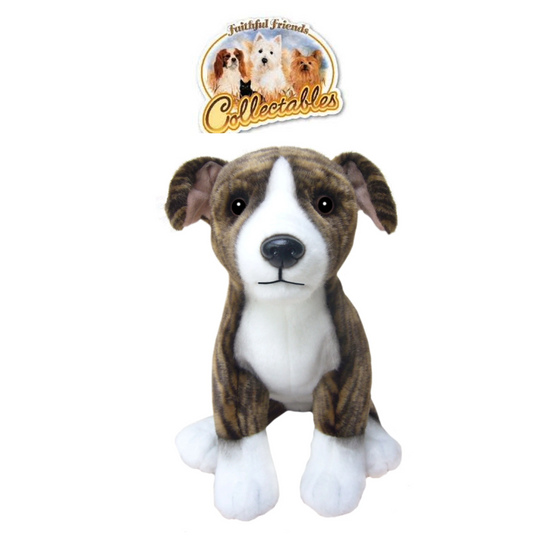 Faithful Friends Brindle Whippet Dog Soft Toy – 30cm Sitting Plush Teddy
