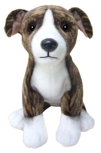Faithful Friends Brindle Whippet Dog Soft Toy – 30cm Sitting Plush Teddy