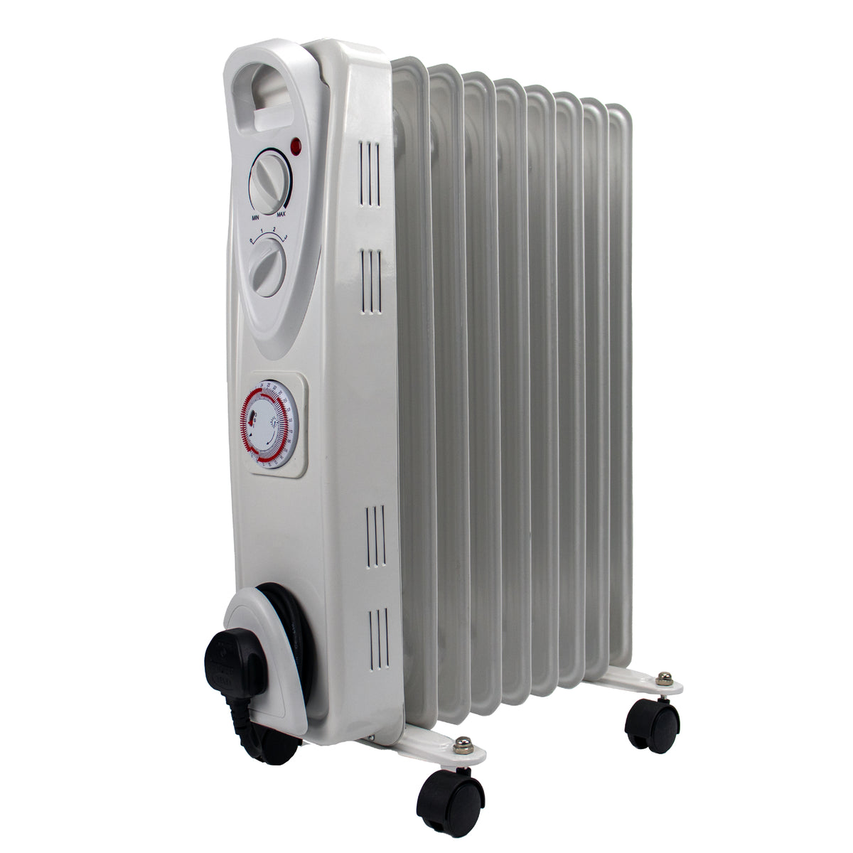 2kW Oil Filled Radiator Heater with 24-Hour Timer, Thermostat & 11 Fins | Portable Electric Heater