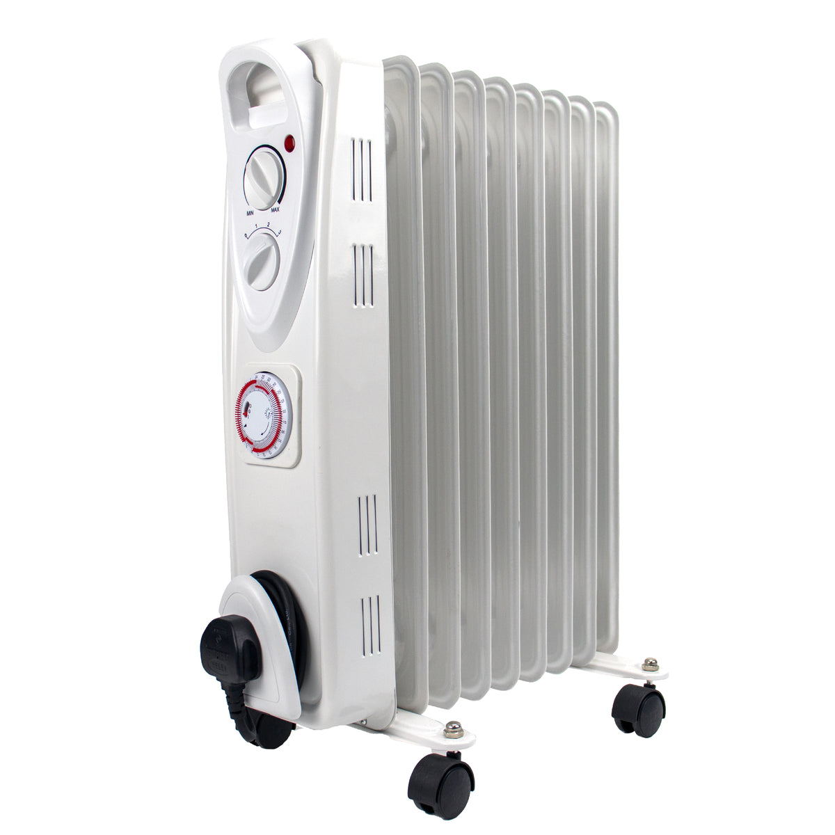 2kW Oil Filled Radiator Heater with 24-Hour Timer, Thermostat & 11 Fins | Portable Electric Heater