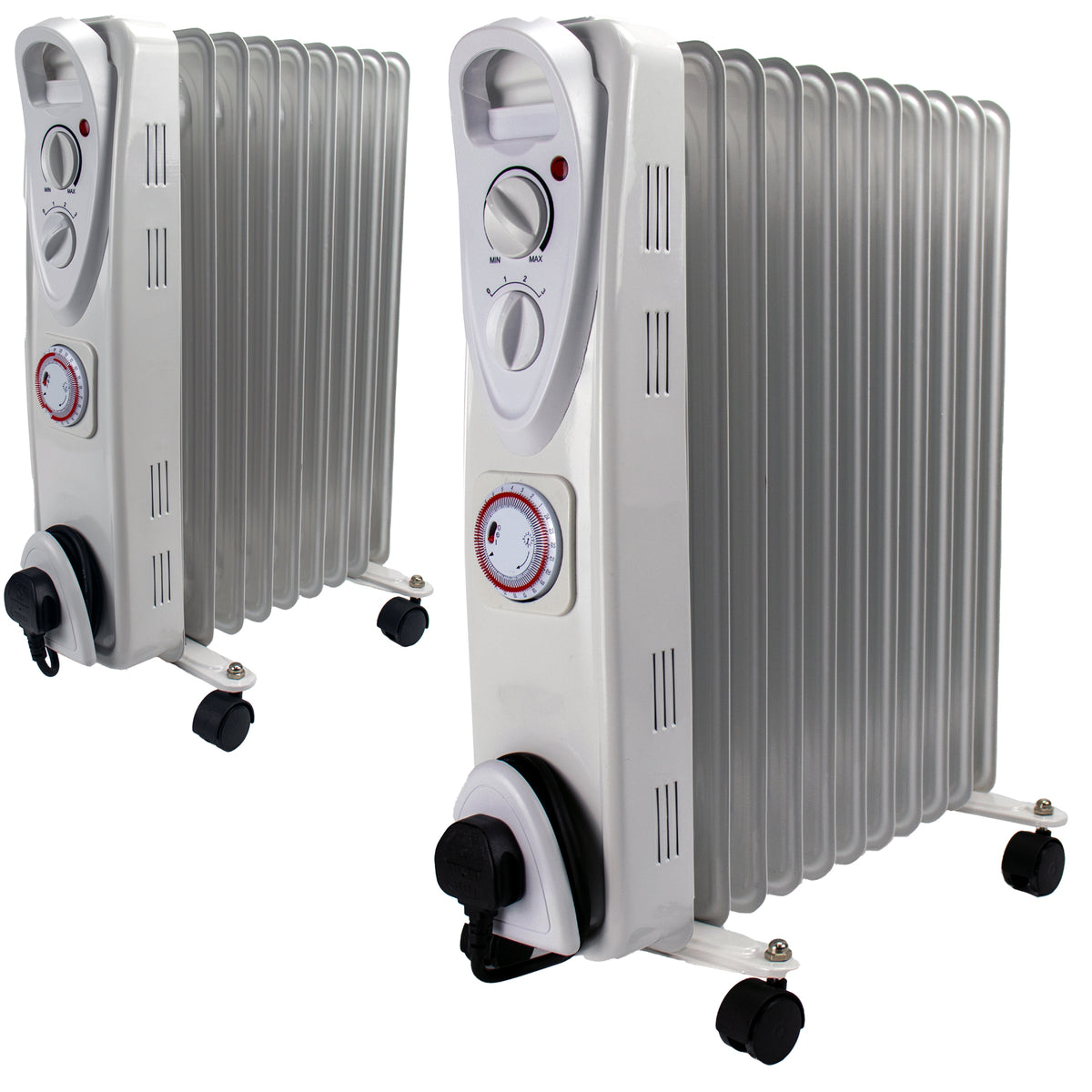 2kW Oil Filled Radiator Heater with 24-Hour Timer, Thermostat & 11 Fins | Portable Electric Heater