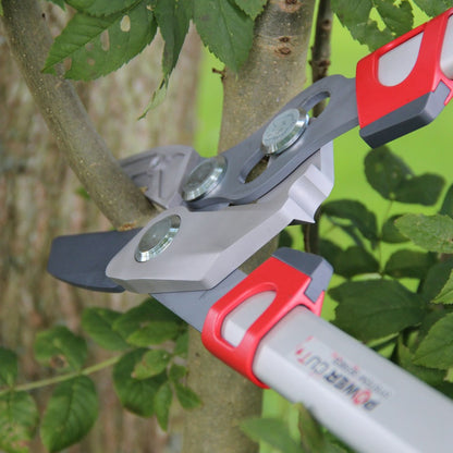 close up of Wolf Garten RS650 Anvil Lopper cutting a thick branch