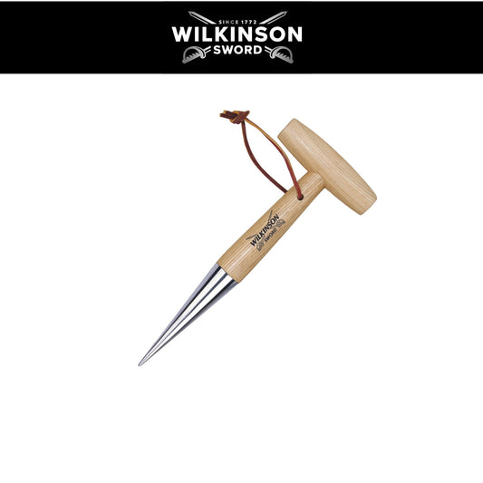 Wilkinson Sword Stainless Steel Plant Dibber with weatherproof ash wood handle for planting seeds, bulbs and seedlings.